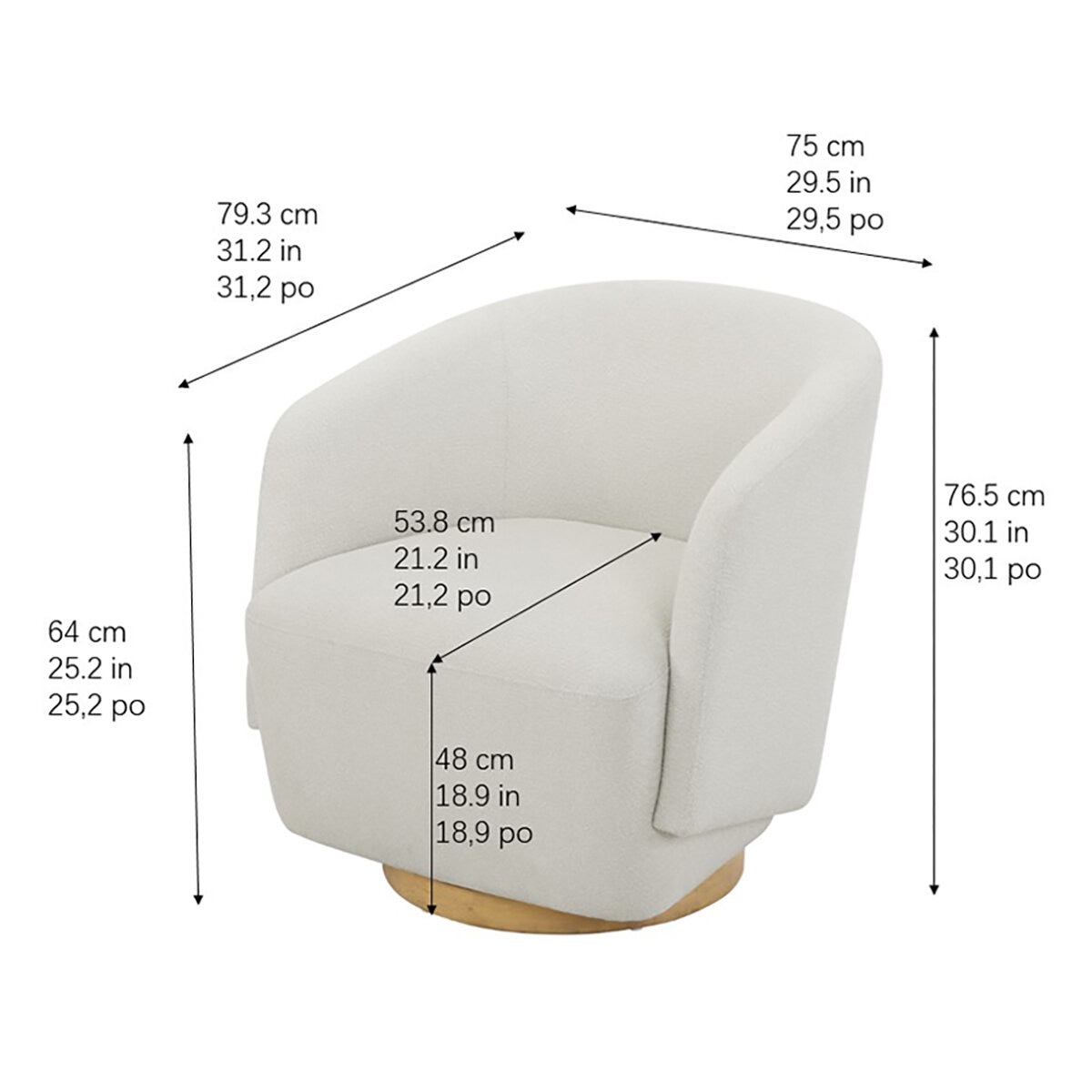 Henredon, Silla Giratoria de Bouclé