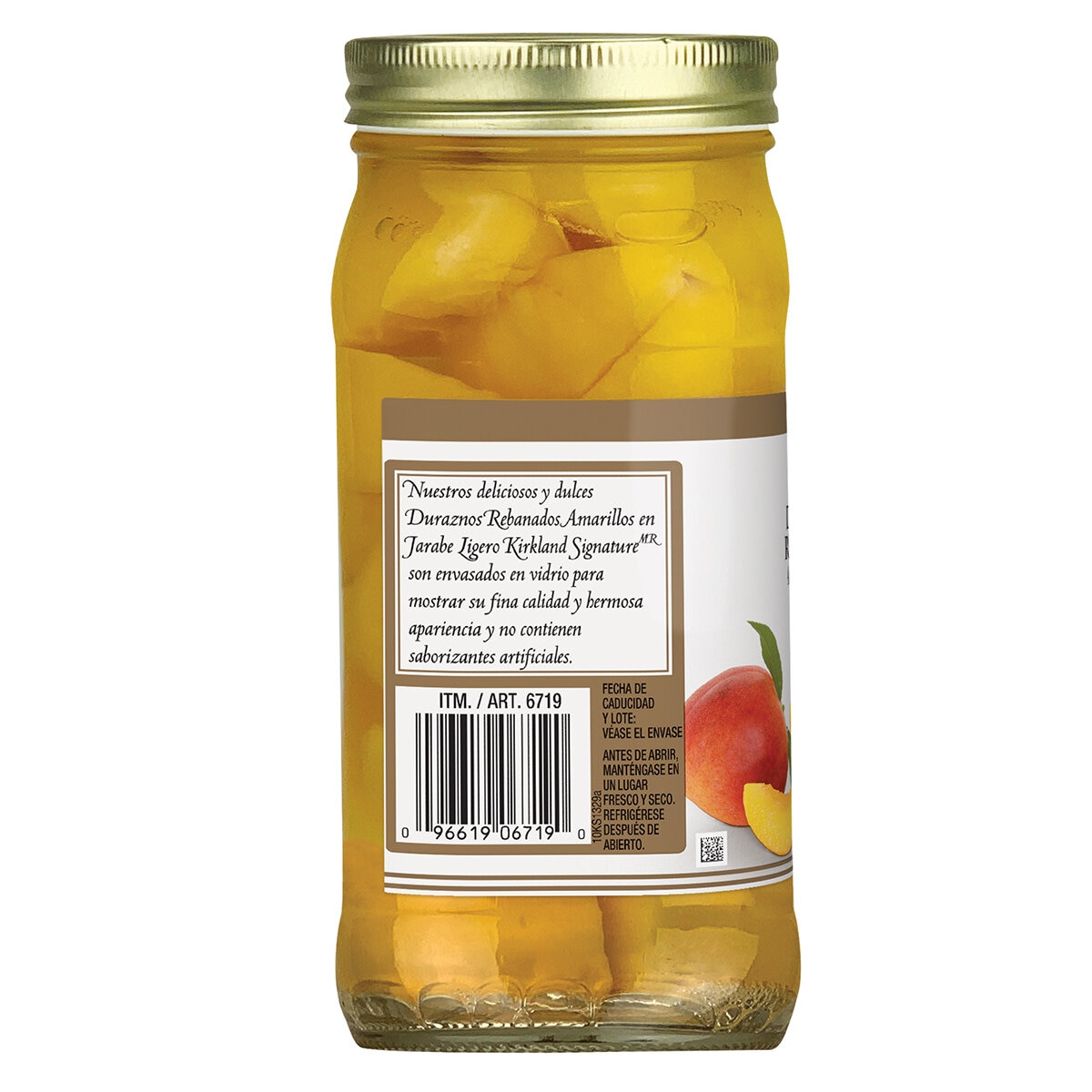 Kirkland Signature Duraznos Rebanados en Jarabe Ligero 4 pzs de 680 g