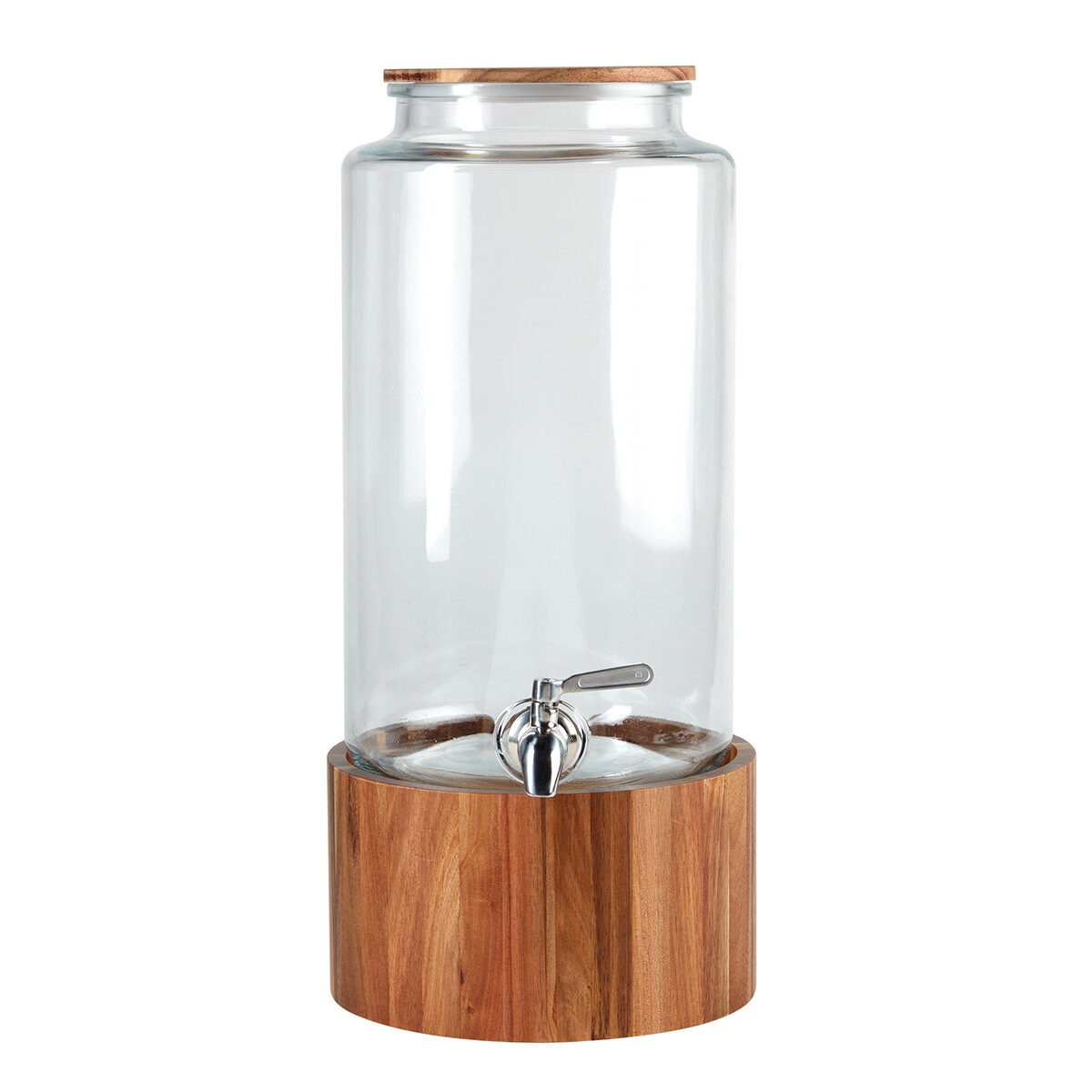 Studio Tu. Dispensador de Vidrio con Base de Madera de Acacia para Bebidas de 8.3L