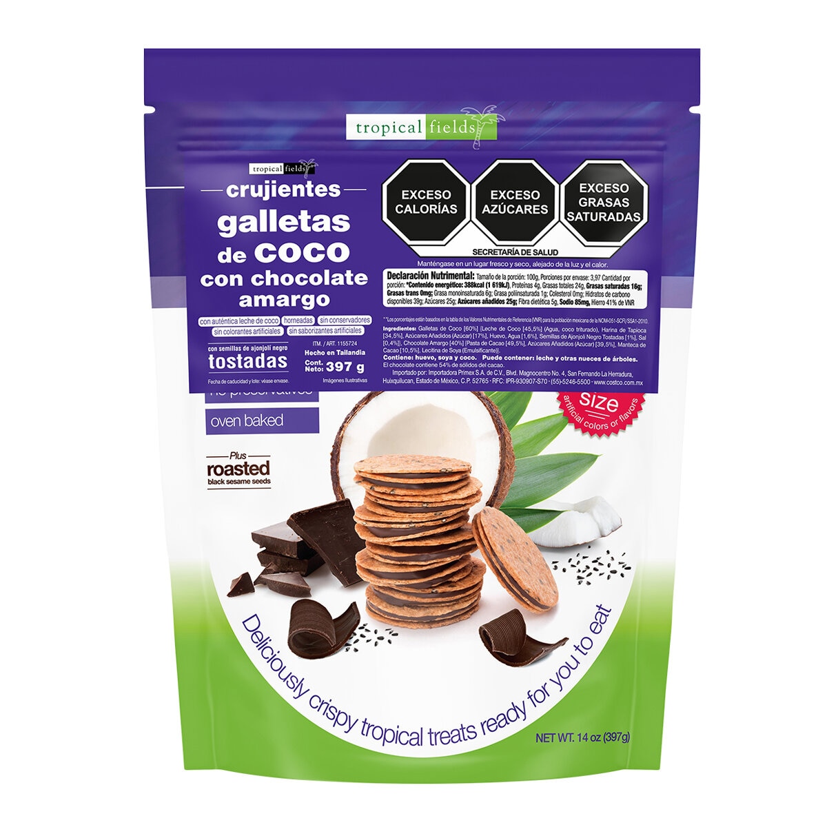 Tropical Fields Galletas de Coco con Chocolate Amargo 397 g
