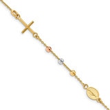 Pulsera Religiosa, Oros Amarillo, Blanco y Rosa de 14kt