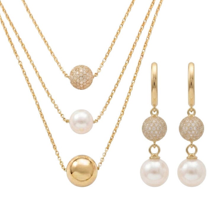 Ablime, Juego Dorado de Collar con 3 cadenas y Aretes Ablime, Juego Dorado de Collar con 3 cadenas y Aretes