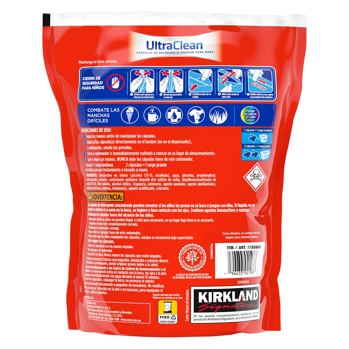 Kirkland Signature Ultra Clean Cápsulas de Detergente Premium para Ropa 152 pzas