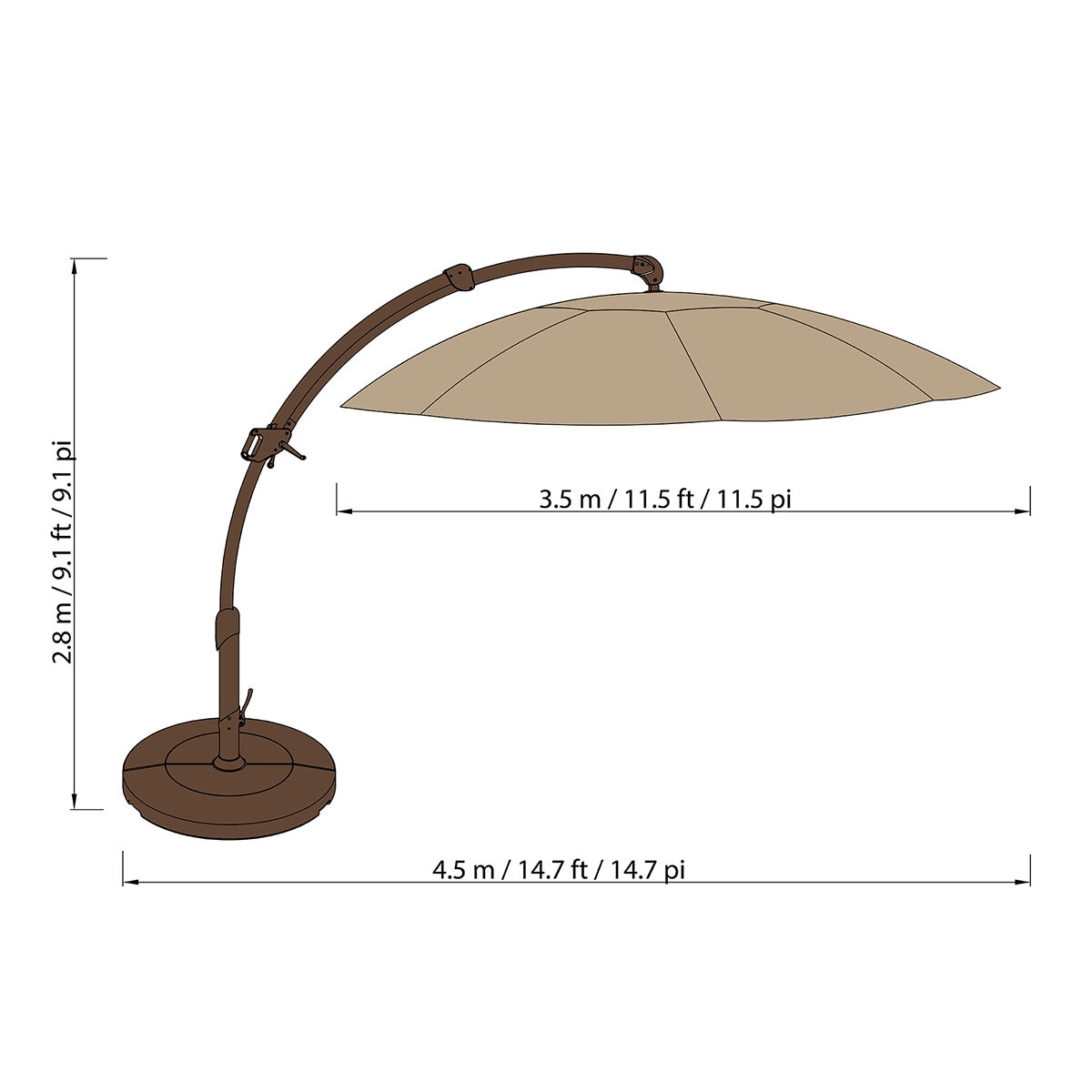 Seasons Sentry, Sombrilla Redonda en Voladizo de 3.5 m