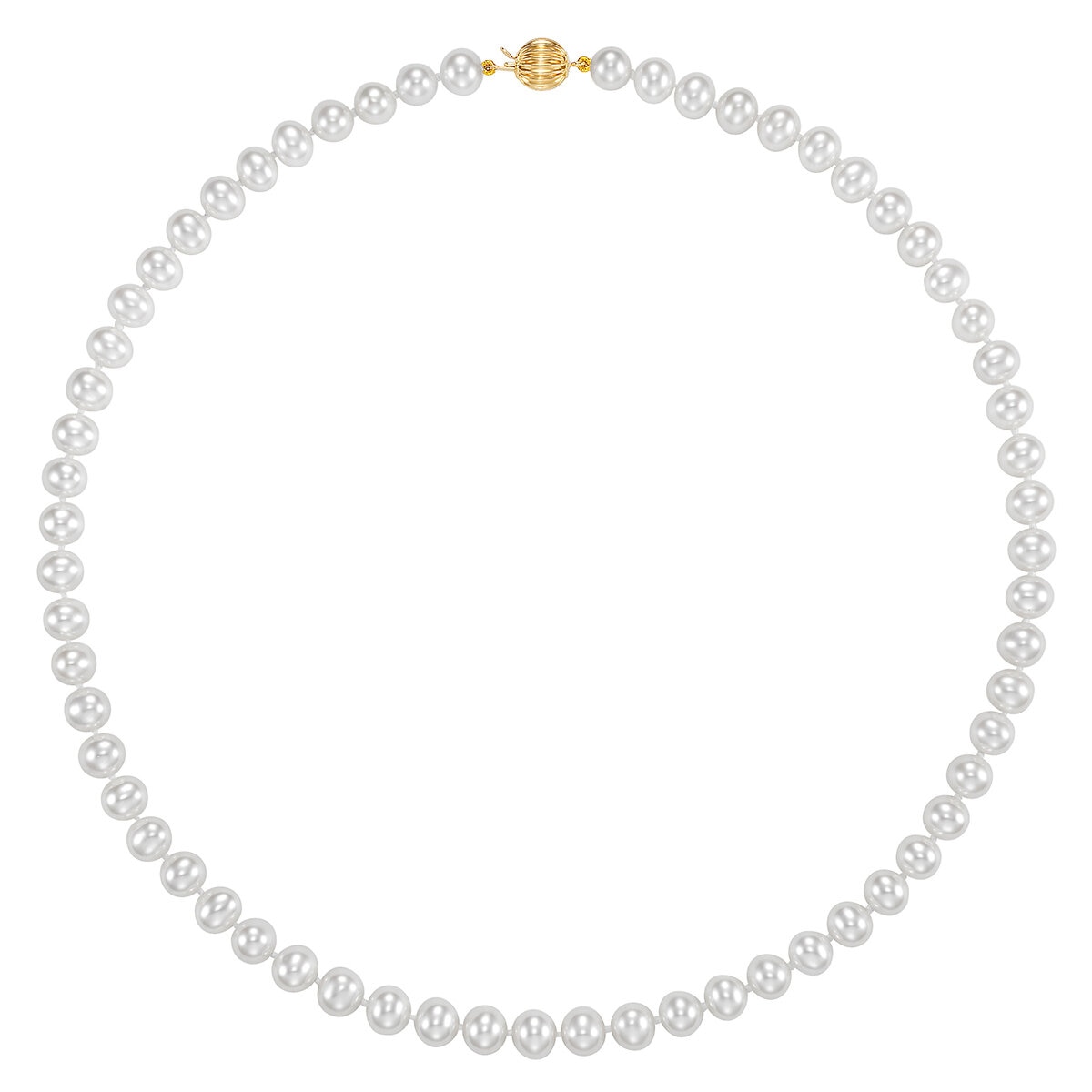 Collar de Perlas Cultivadas, 6.5-7.0mm, Oro Amarillo de 14K