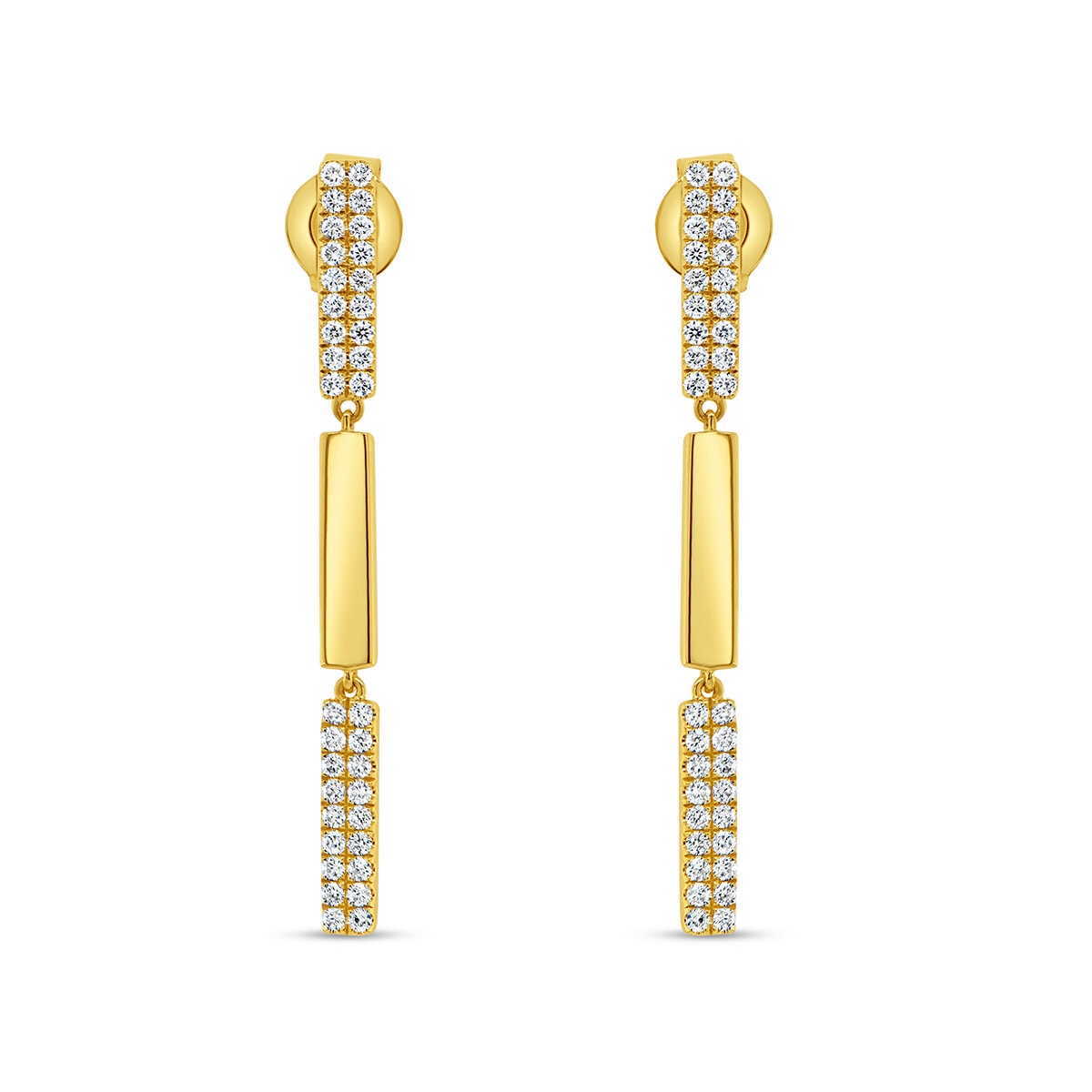 Aretes Colgantes de Diamantes 0.35ctw, en Oro Amarillo 14K