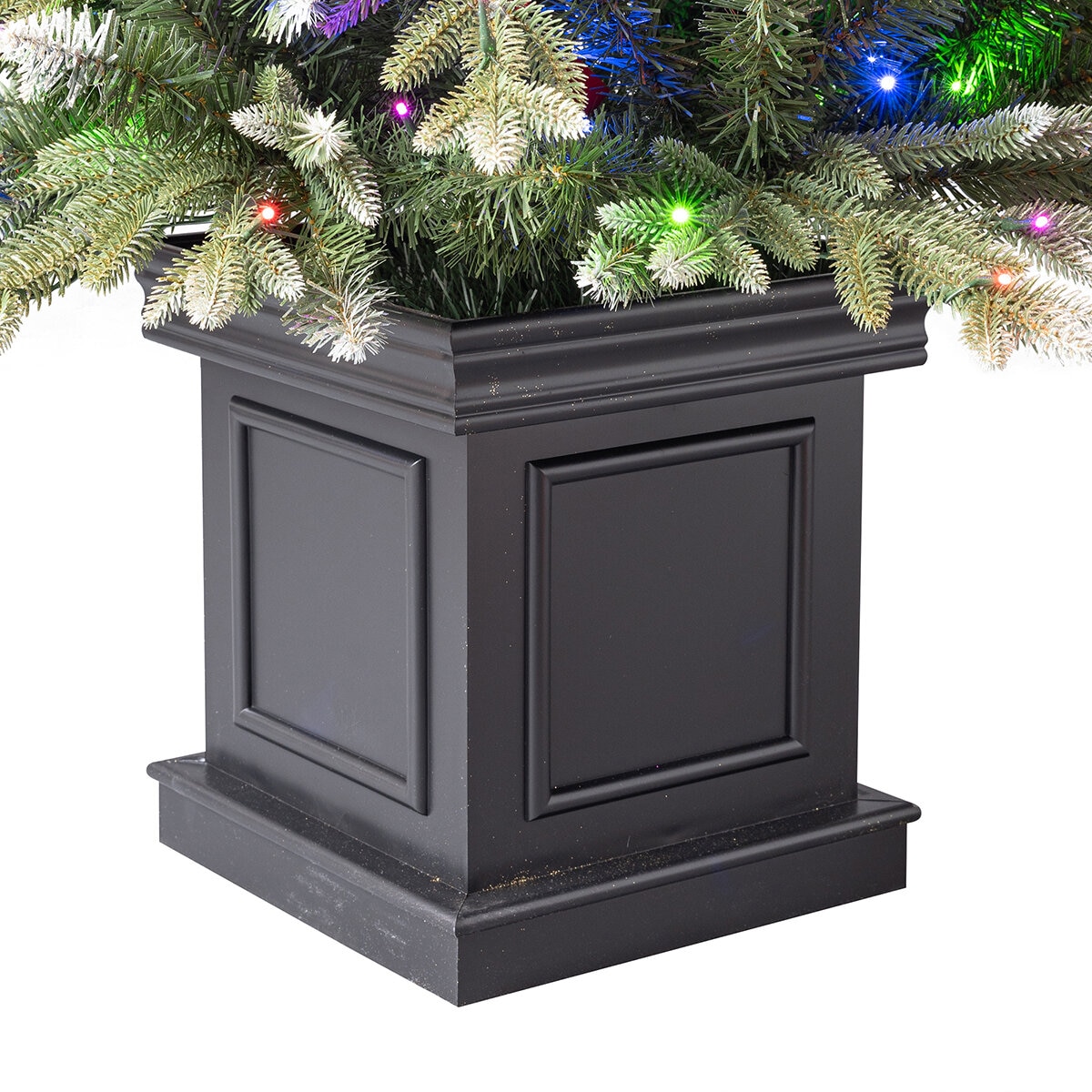 Árbol de Navidad Artificial en Maceta, Escarchado y Diamantado de 1.3m Preiluminado con 200 Luces LED