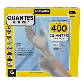 Kirkland Signature Guantes de Nitrilo Grandes 400 pzas