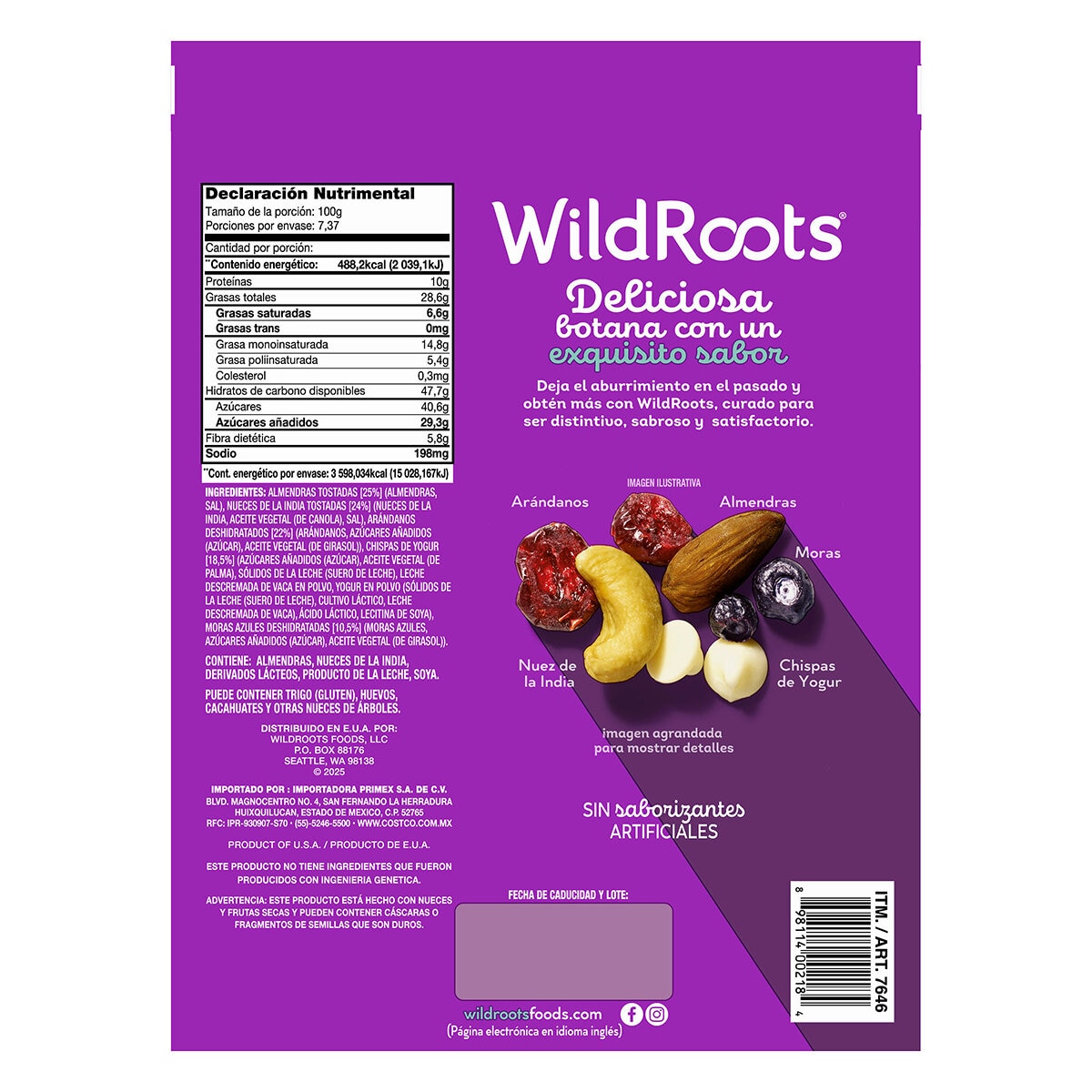 Wild Roots Mezcla Costera de Frutos Secos 737 g