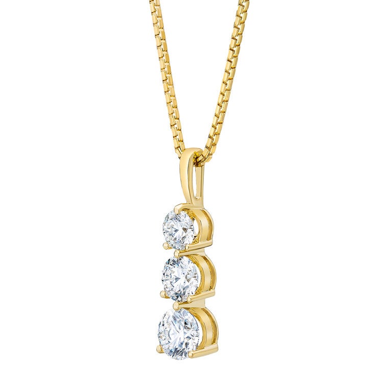 Dije de 3 Diamantes 1ct, Oro Amarillo 14k Dije de 3 Diamantes 1ct, Oro Amarillo 14k