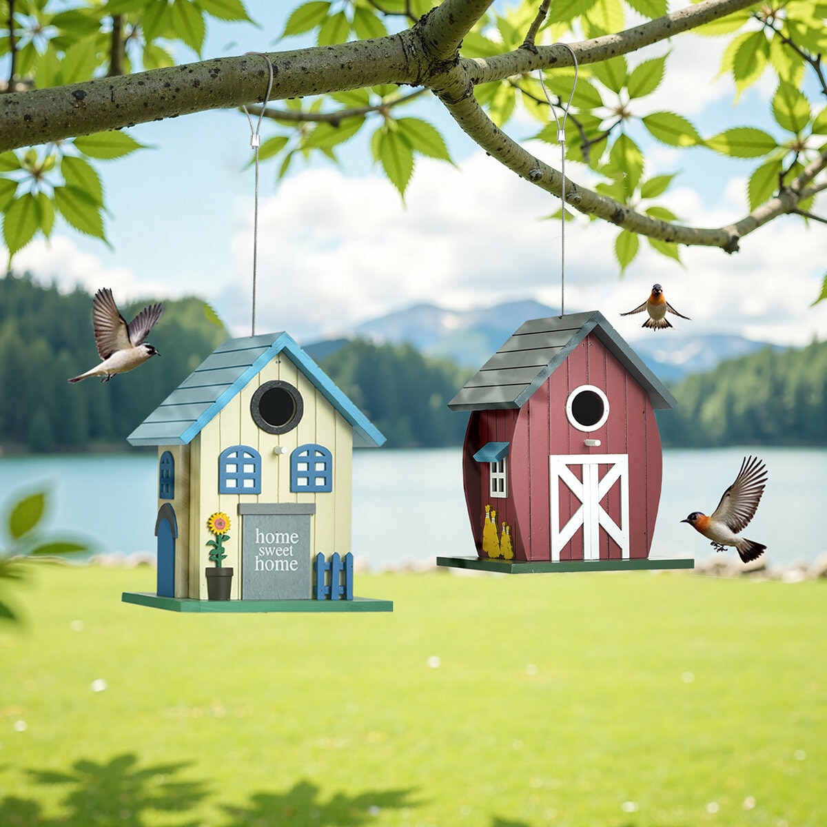 Stylecraft, Paquete de 2 Casitas para Ave de Madera