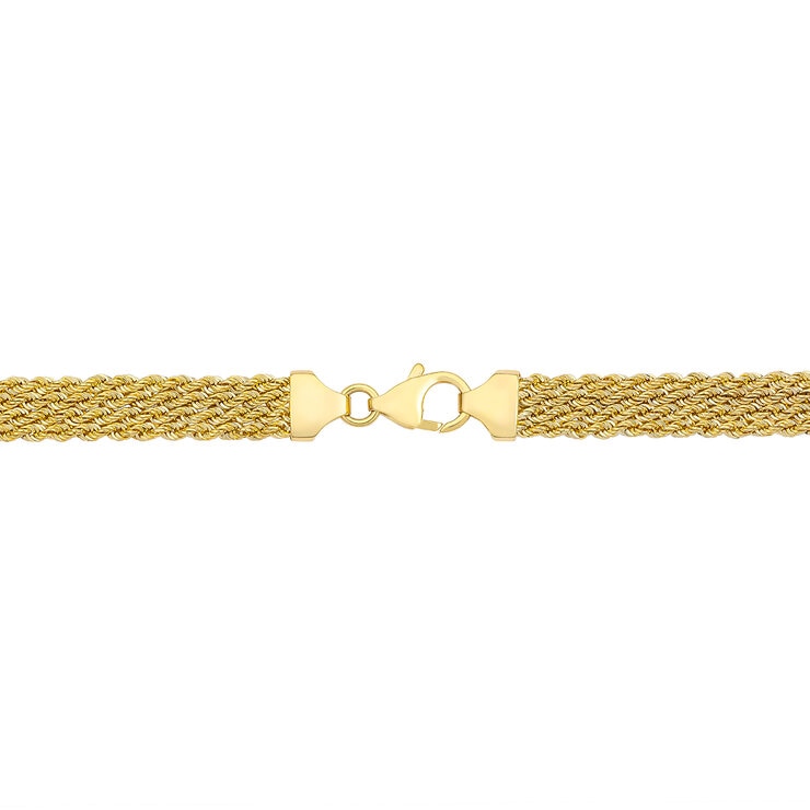Cadena de Cuerda Cuadruple para Dama, Oro Amarillo 14K, 45.72cm
