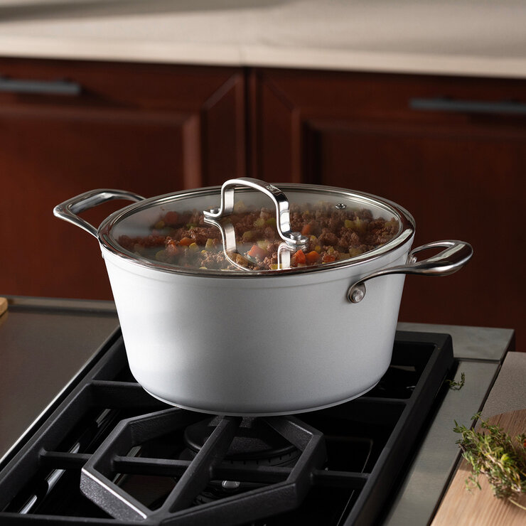 Westinghouse, Cacerola 24 cm de Cerámica Blanca, Acero Inoxidable