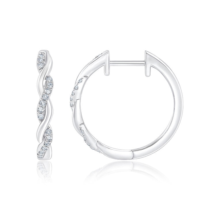 Aretes, Arracadas de Diamantes 0.20ctw, Oro Blanco de 14K