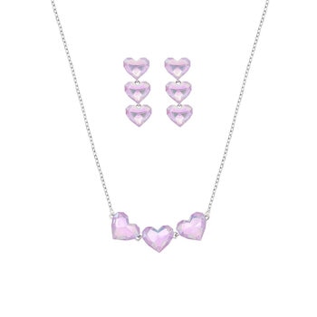 Mayfer, Juego de Collar y Aretes, Corazones con Cristal Austríaco