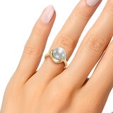 Anillo de Perla Cultivada con Diamantes 0.015ctw, Oro Amarillo de 14K