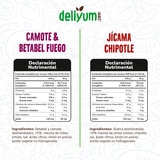 Deliyum.com Mix de Vegetales Deshidratados Jícama Chipotle y Camote & Betabel Fuego 5 pzas de 60g