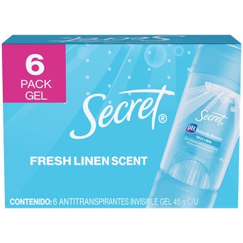 Secret Fresh Linen Antitranspirante en Gel 6 pzas de 45 g