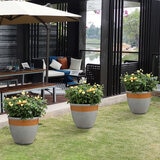 B&C LLC  Paquete de 3 Macetas Redondas Color Gris