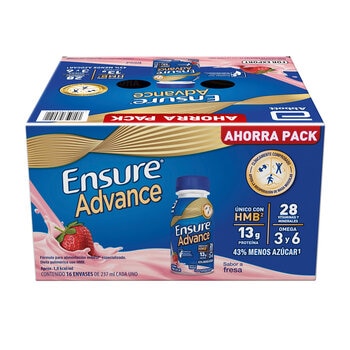 Ensure Advance Suplemento Alimenticio Sabor Fresa 16 pzas de 237 ml