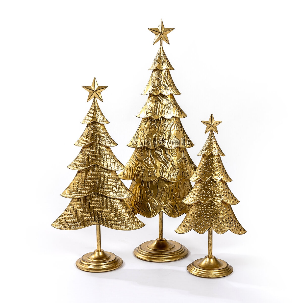 Árboles de Navidad de Metal 3 Piezas, Dorados