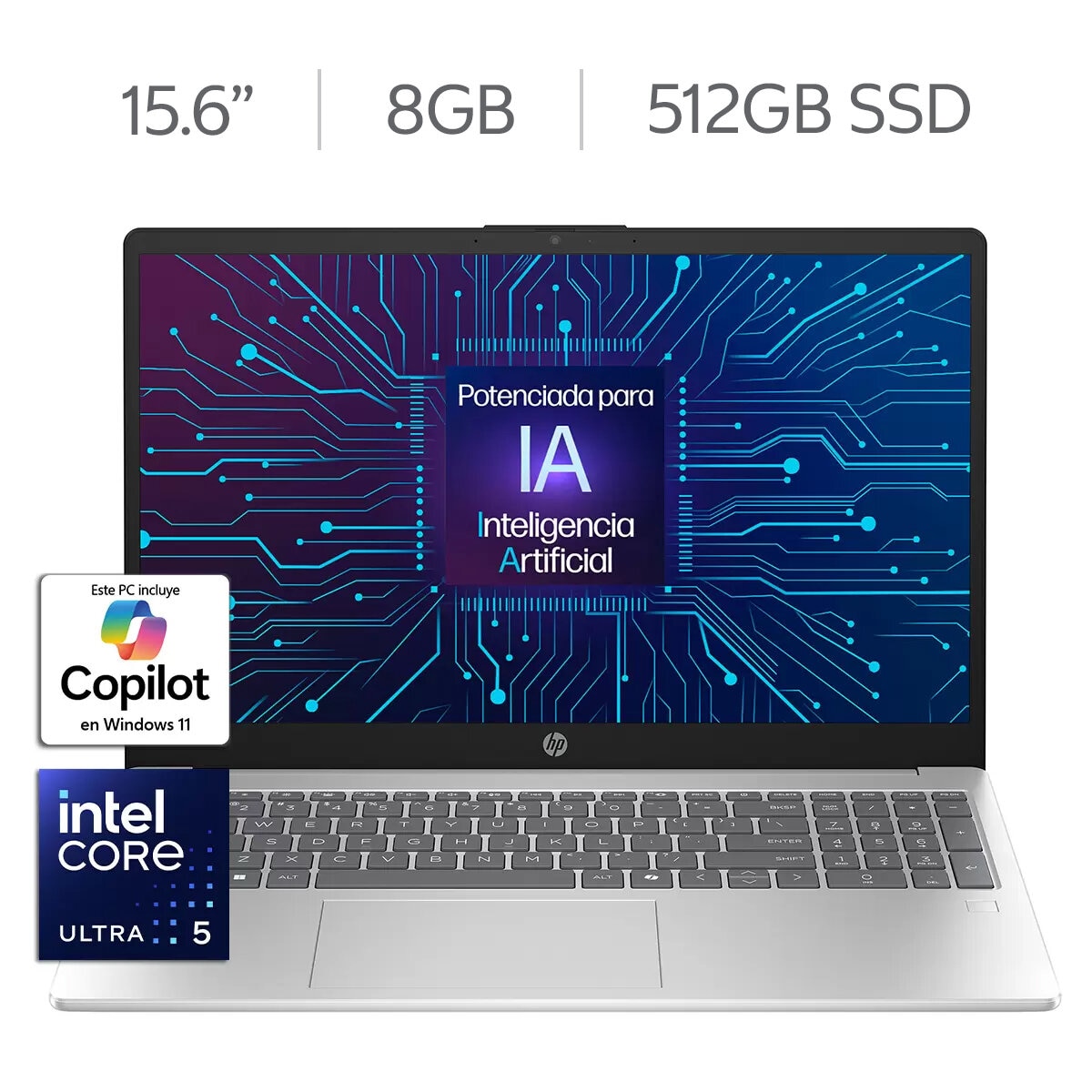 HP 15-fd1254la Laptop 15.6" Full HD Táctil Intel Core Ultra 5 8GB 512GB SSD + 12 Meses de M365 Personal