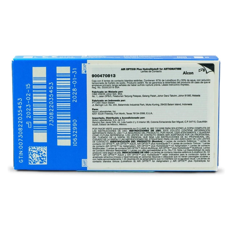 Air Optix Astigmatismo Dioptría -5.25 Cilindro -2.25 Eje 10