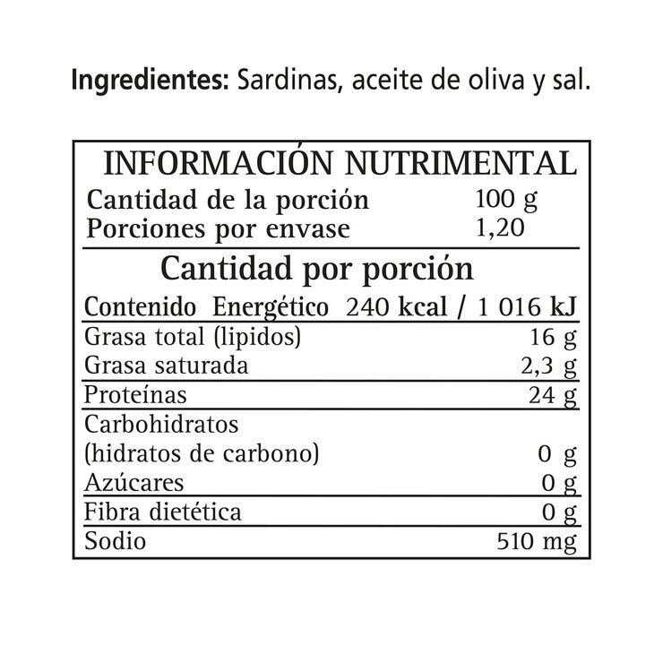 Vigilante Sardinas en Aceite de Oliva 4 pzas de 120 g
