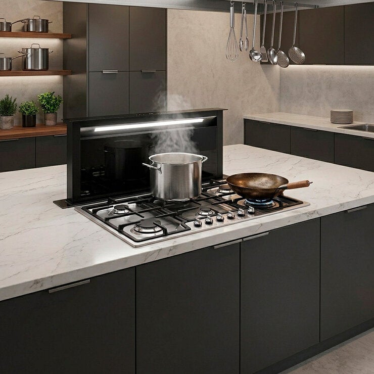 Smeg Combo de Parrilla de 6 Quemadores de Gas + Campana de 90cm Smeg Combo de Parrilla de 6 Quemadores de Gas + Campana de 90cm
