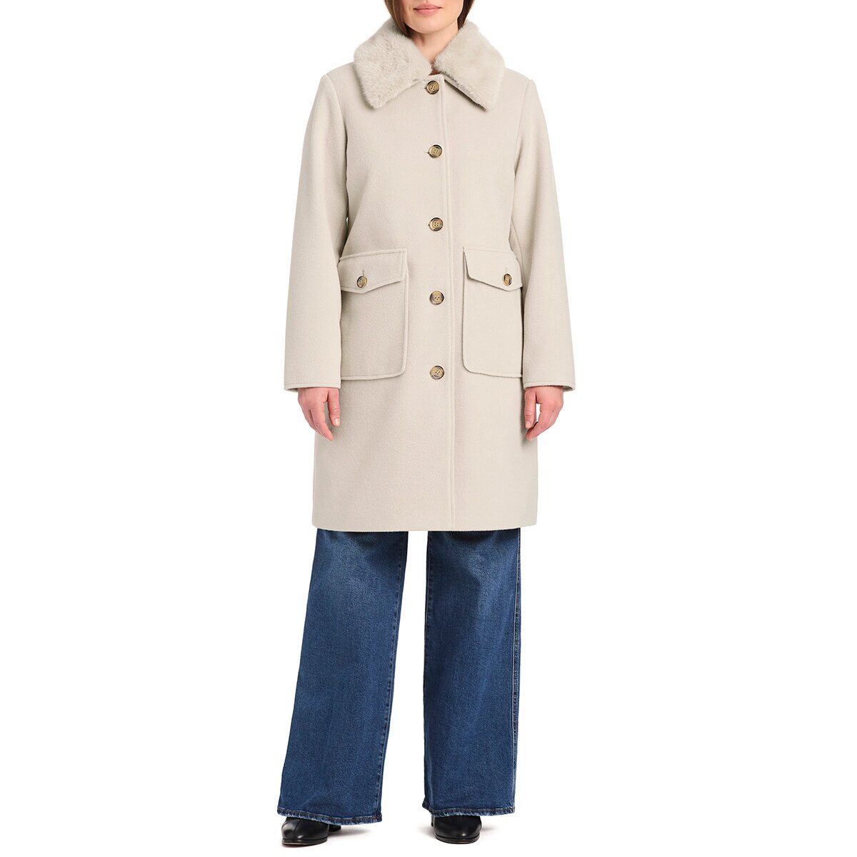 Vince Camuto Abrigo para Dama Crema Extra Chica