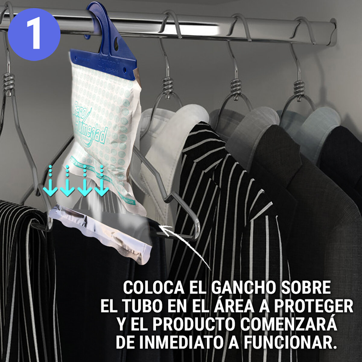 Cero Humedad Dry Hook Deshumidificador para Armarios 8 piezas