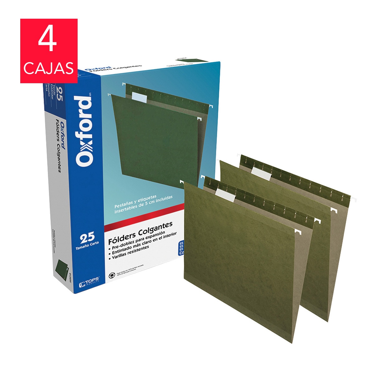 Oxford folder colgante tamaño carta color verde 100 Piezas