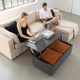 Transformer Table, Mesa de Centro Extendible, con Mecanismo Elevador, Color Gris