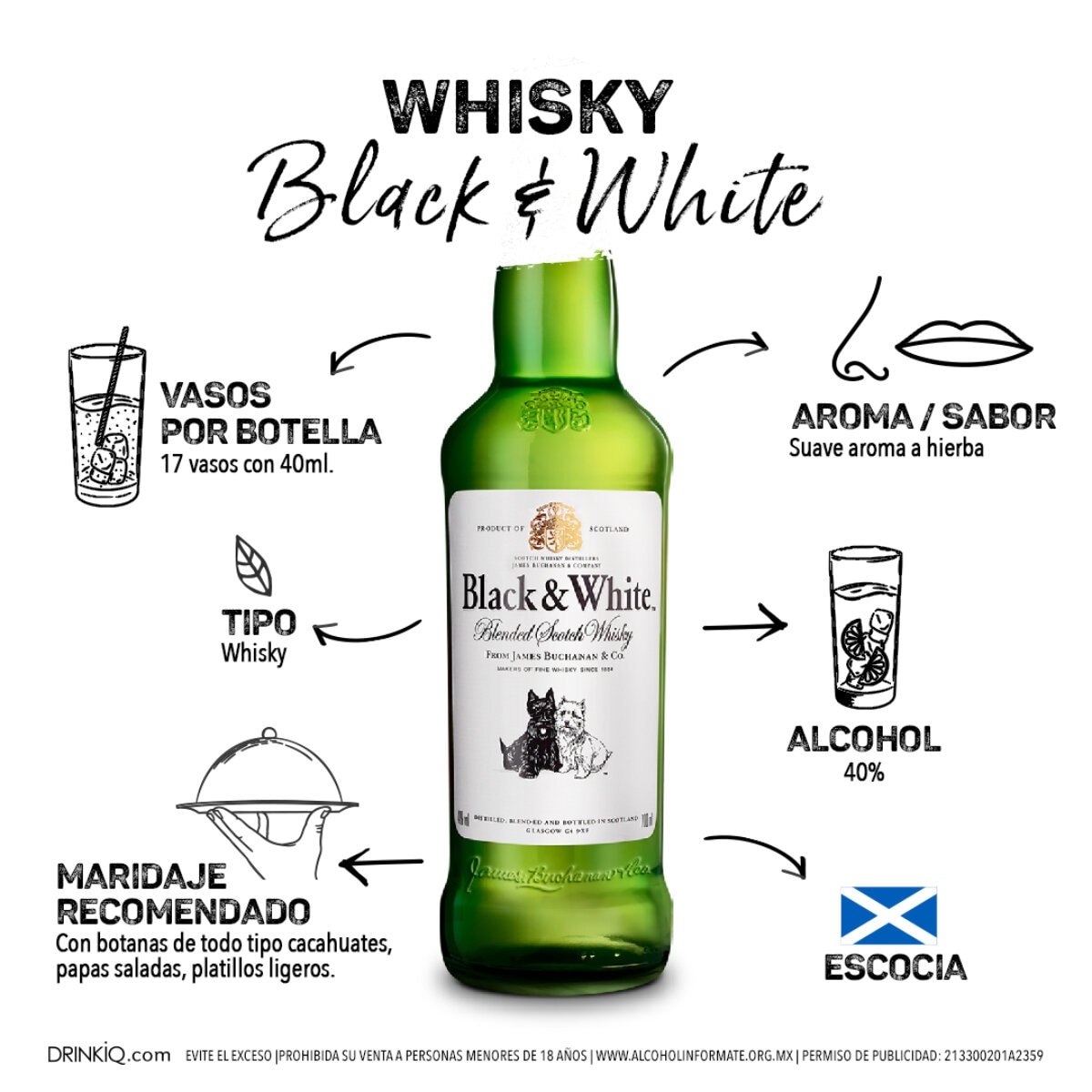 Whisky Black & White Original Blended Scotch 6/700 ml