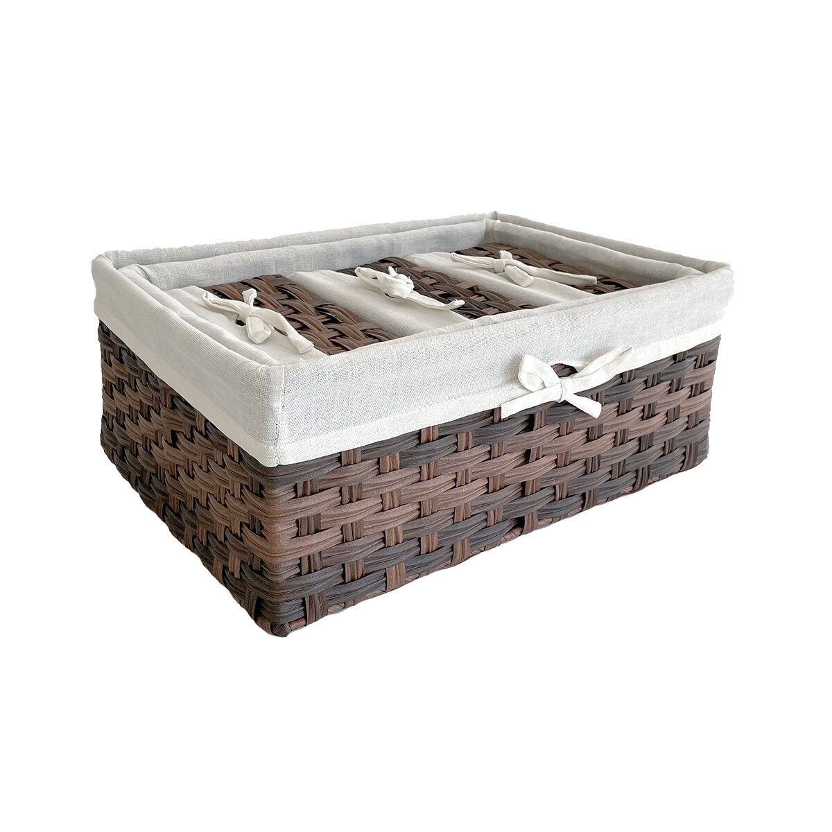 Baum Essex Juego de 5 Cestos Rectangulares de Mimbre Sintetico con Forro Cafe