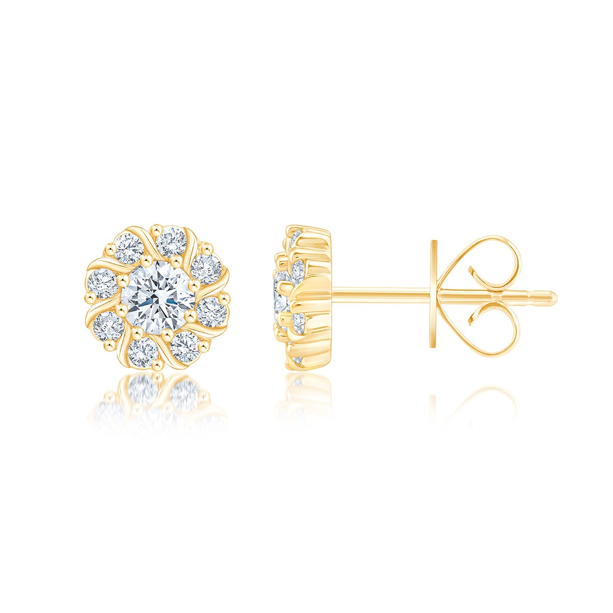 Aretes, 0.48ctw Diamantes, Oro Amarillo de 14K