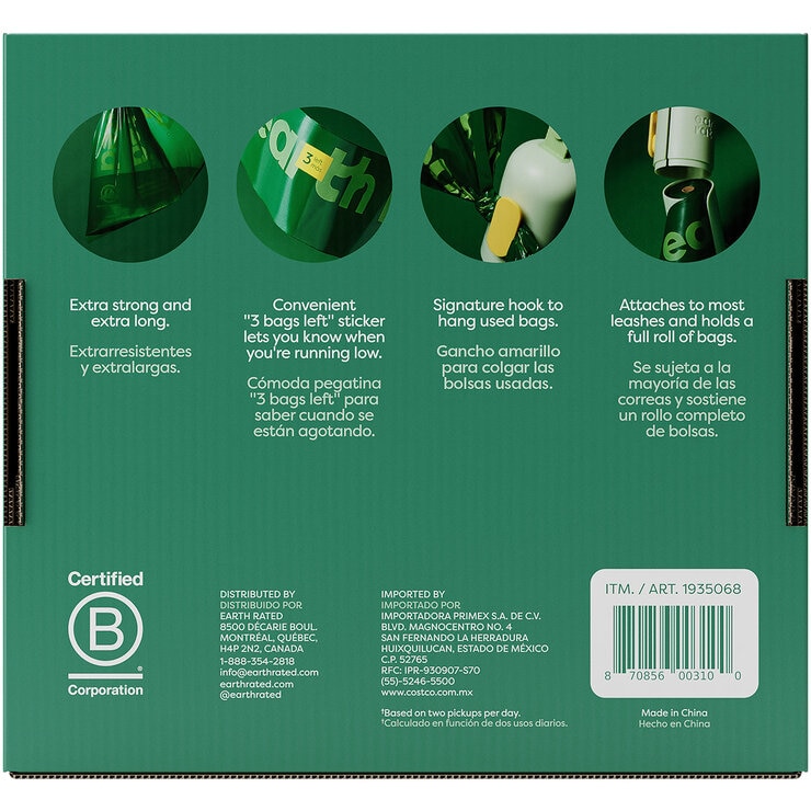 Earth Rated Bolsas para Desechos de Mascotas 20 rollos
