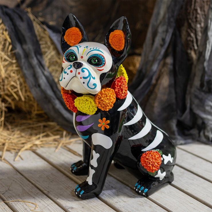 Figura Decorativa Día de Muertos, Bulldog Francés Figura Decorativa Día de Muertos, Bulldog Francés