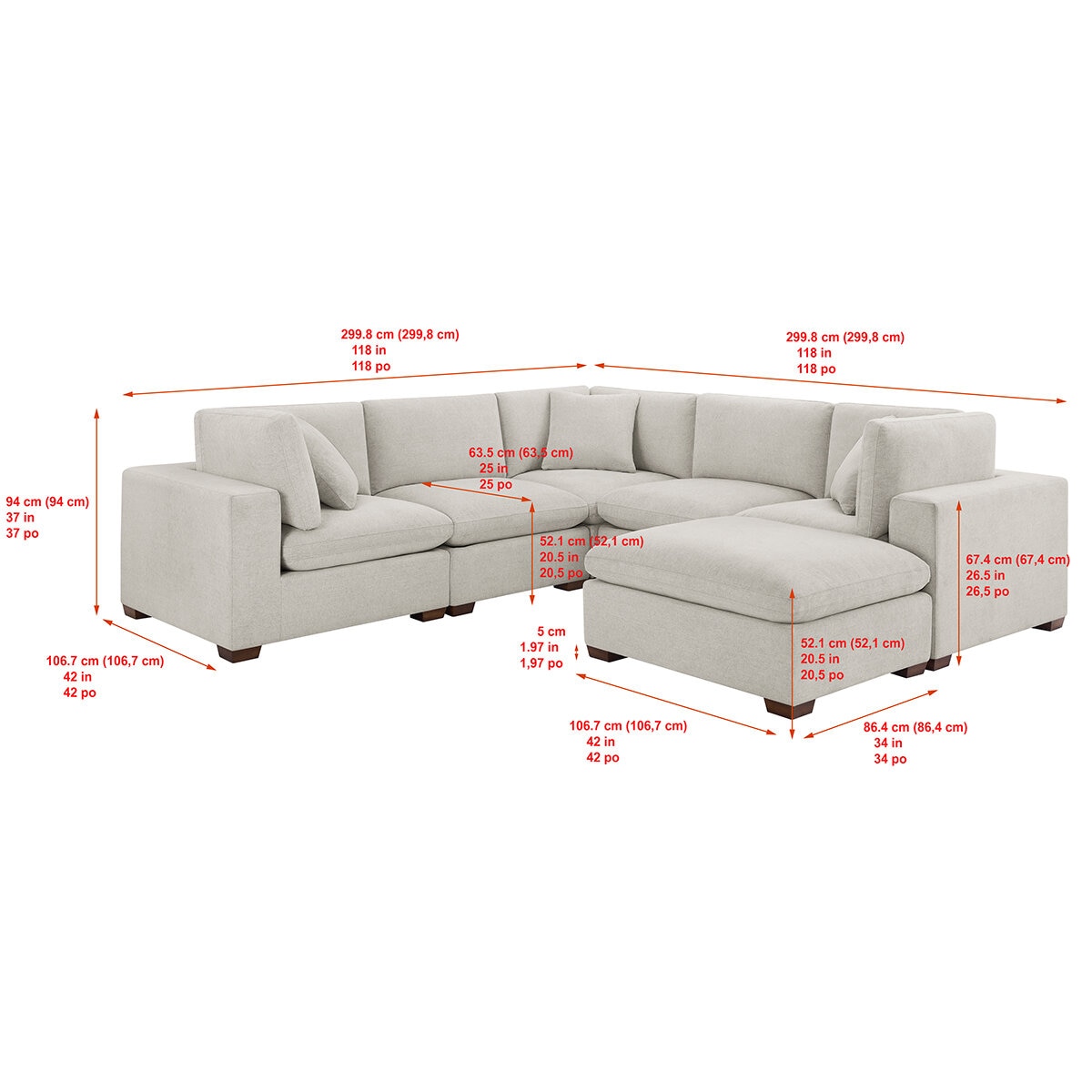 Thomasville, Sofá Modular de Tela de 6 Piezas