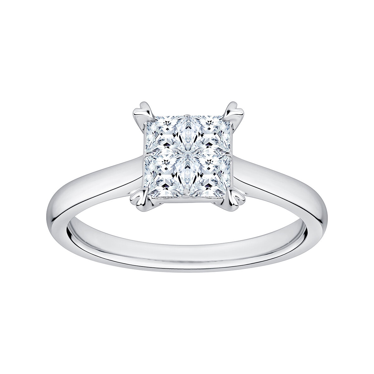 Anillo Compuesto de Diamantes 0.59ctw, Oro Blanco 14K