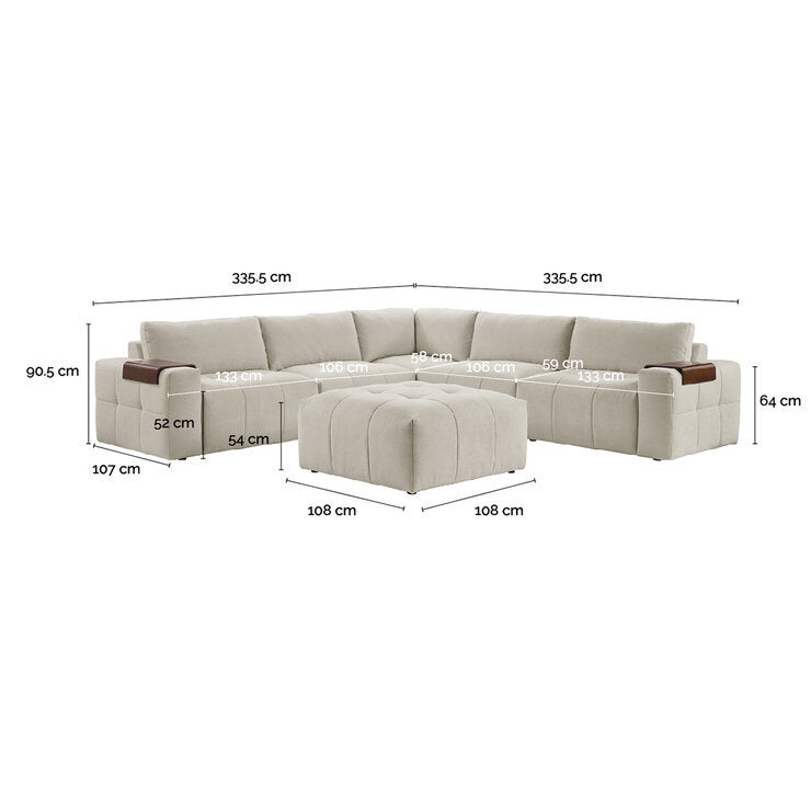 Aiden & Ivy, Paige, Seccional Modular de 6 Piezas con Otomano