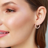 Aretes de Zafiro Rosa y Diamantes 0.08ctw, Oro Rosa de 14K