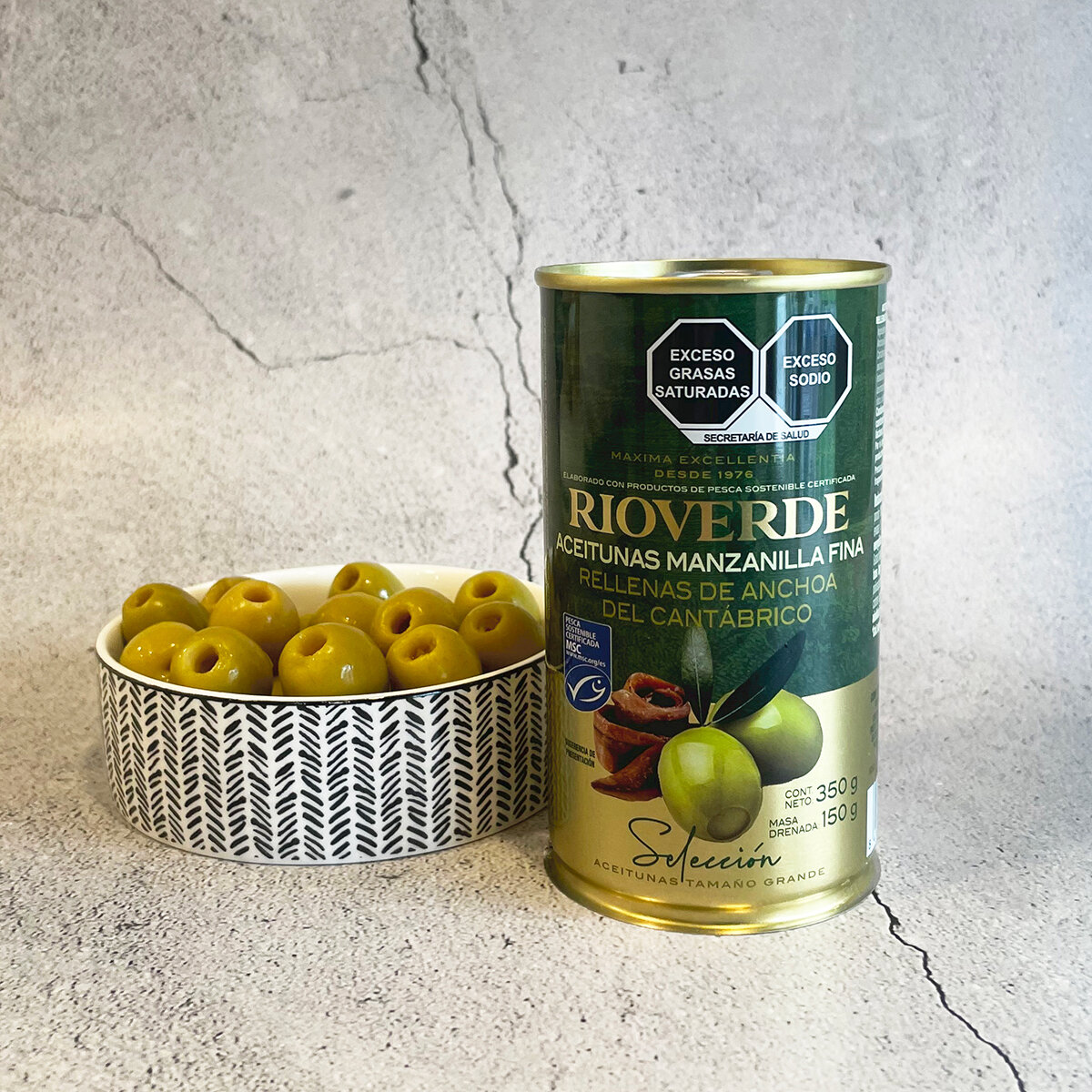 Rioverde Aceitunas Rellenas de Anchoa del Cantábrico 6 pzs de 350 g