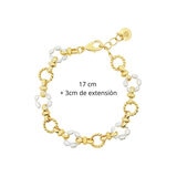 Mayfer, Juego de Pulsera y Aretes con Baño de Oro y Perlas de Río