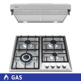 Teka Combo de campana con visera + Parrilla de 4 quemadores de 60 cm Acero Inoxidable