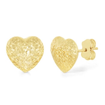 Aretes, Oro Amarillo de 14K, Corazon Aretes, Oro Amarillo de 14K, Corazon