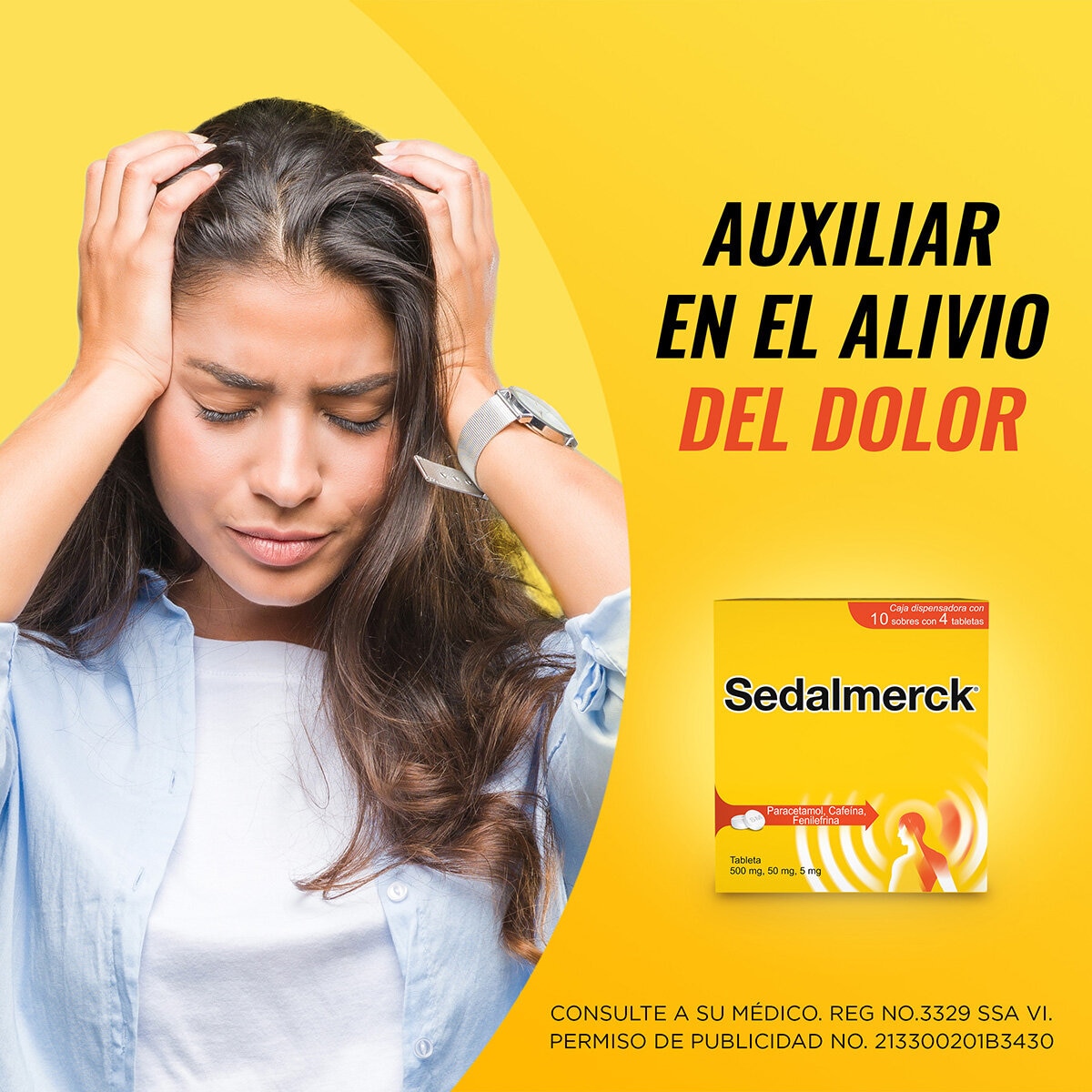Sedalmerck Paracetamol 500mg, Cafeína 50mg, Fenilefrina 5mg caja con 40 Tabletas