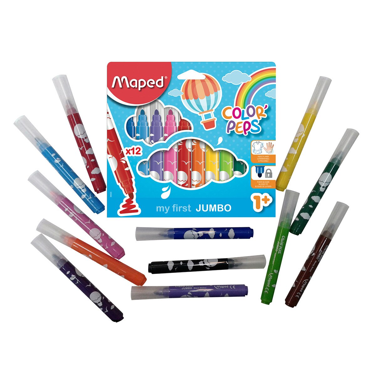 Maped kit plumones con crayolas de cera y lapices de colores jumbo primera edad