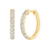 0.50ctw, Arracadas de Diamantes, Corte Redondo, Oro Amarillo de 14K