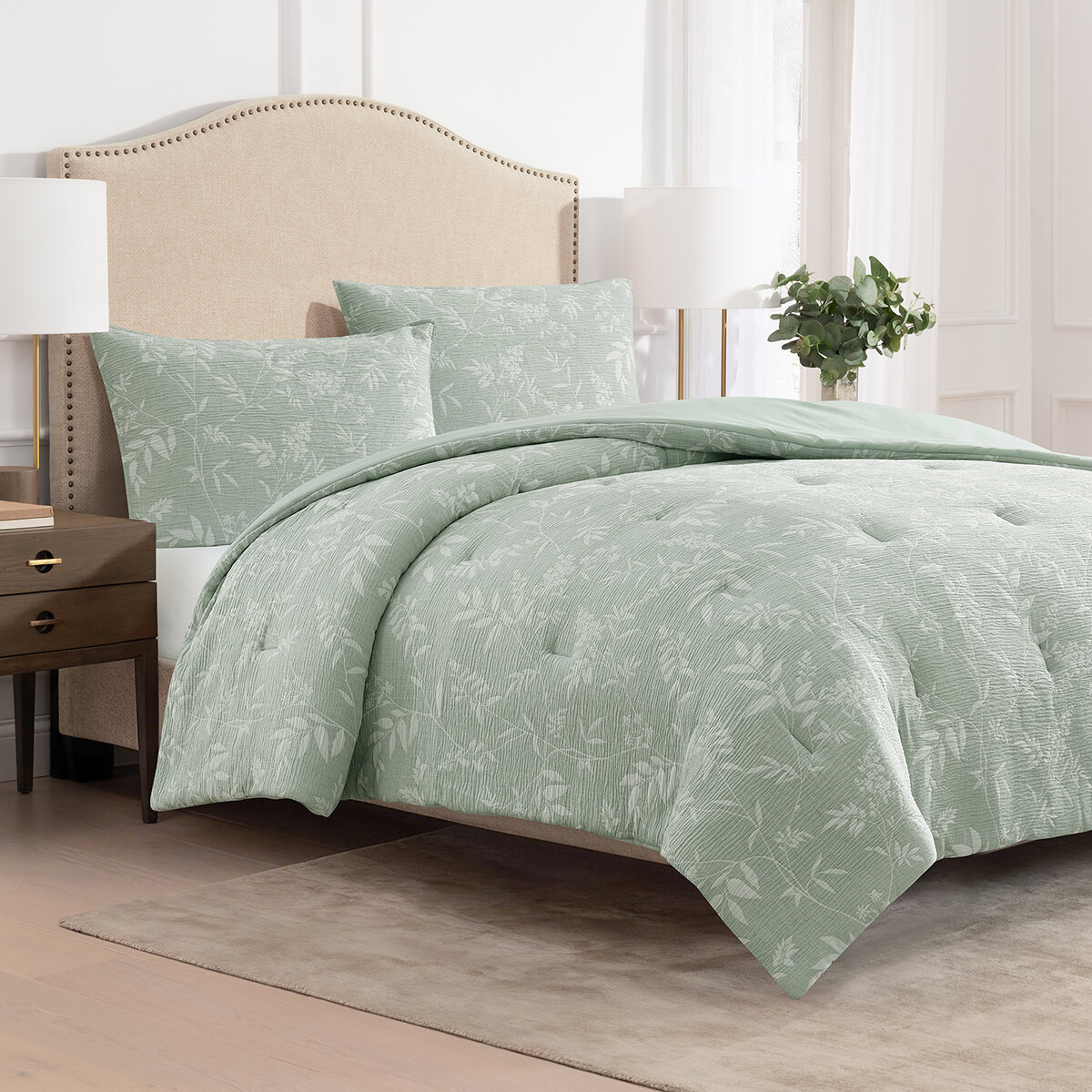 Charisma, Juego de Edredón Queen de 3 piezas, Color Verde